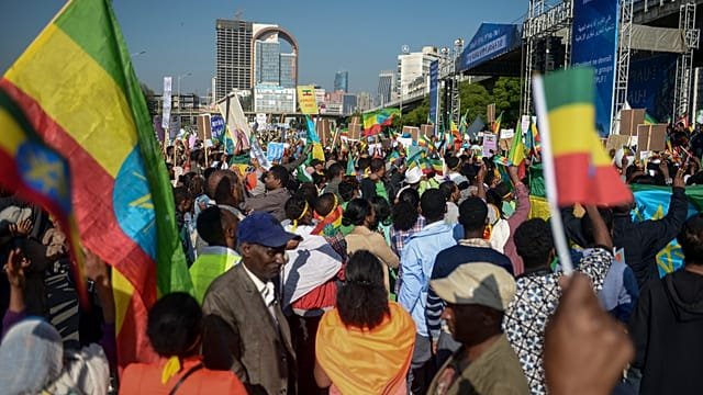 Ethiopians march against alleged forced mobilisation in Tigray