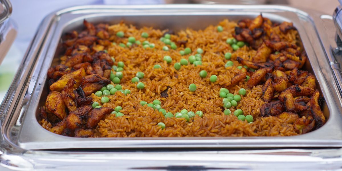 A plate of Ghana jollof rice