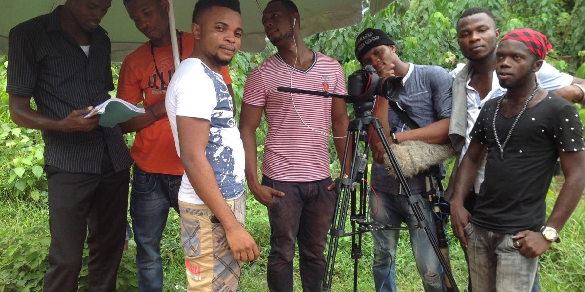 A Nollywood film shoot in Awka, Nigeria