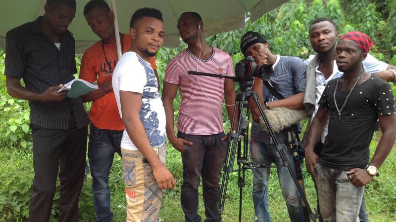 A Nollywood film shoot in Awka, Nigeria