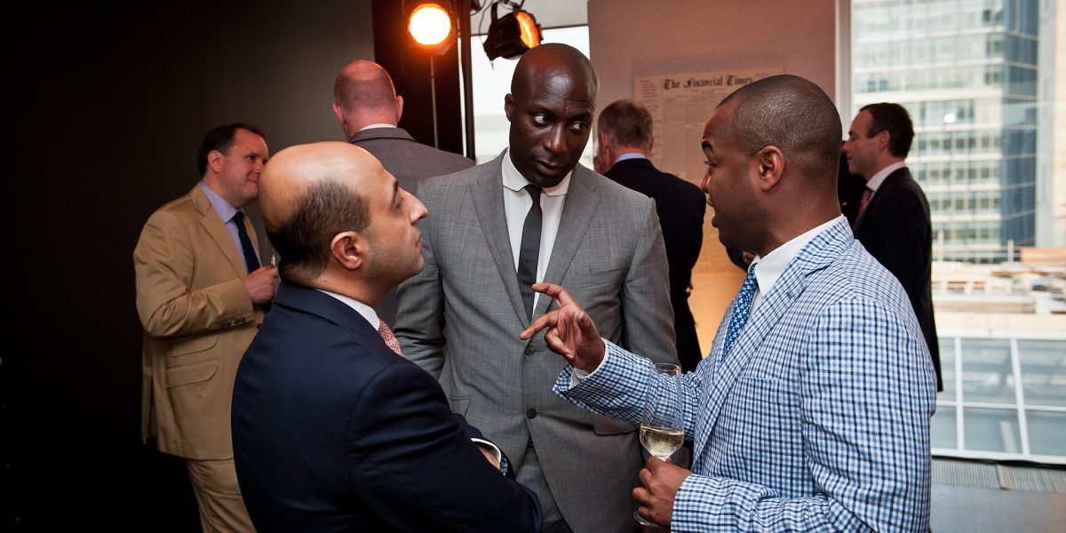 Fashion designer Ozwald Boateng at a party in London
