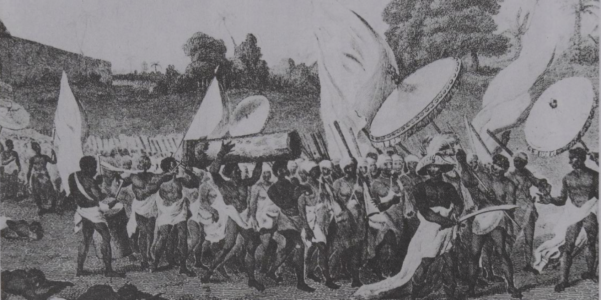 Illustration of Dahomey's women soldiers from Archibald Dalzel's 1793 history of Dahomey