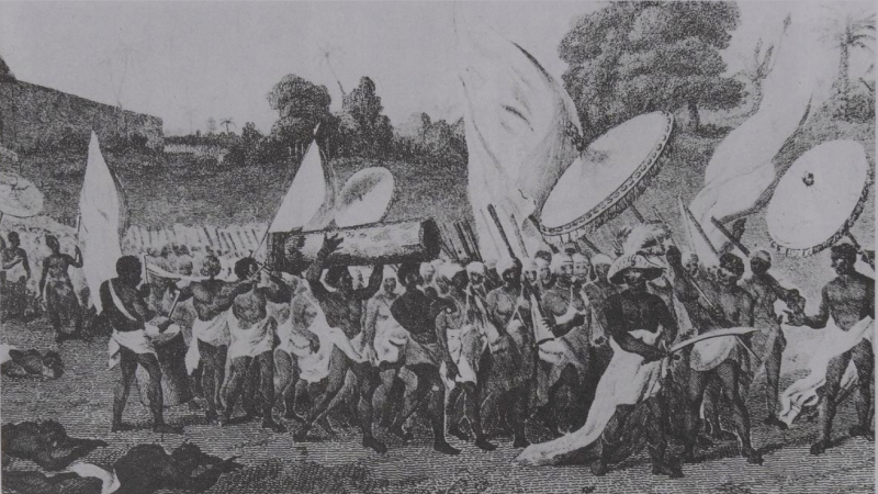 Illustration of Dahomey's women soldiers from Archibald Dalzel's 1793 history of Dahomey