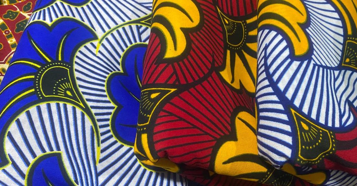 A wax print fabric sold on the Ghanaian market