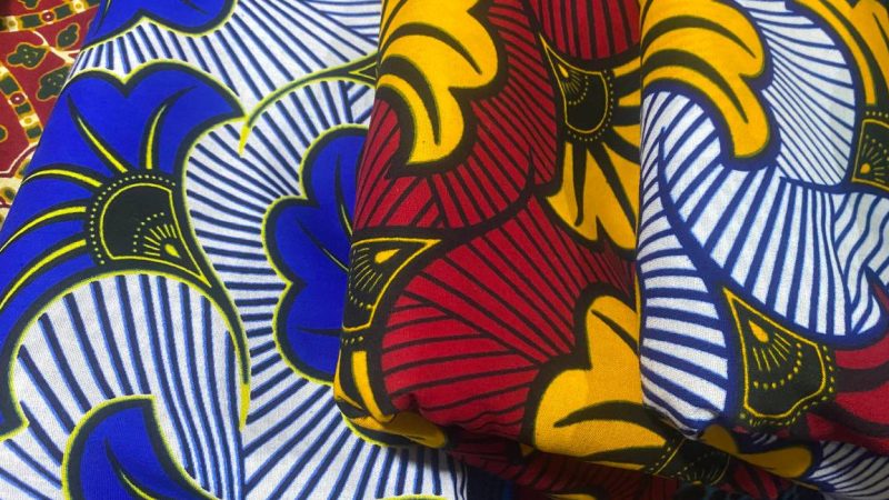 A wax print fabric sold on the Ghanaian market